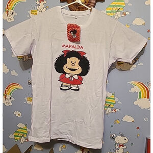Official Mafalda Quino Shirt Size Medium White New With Tags Short Sleeve